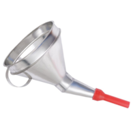 Entonnoir en métal avec embout en plastique, bol de 165 mm, coudé