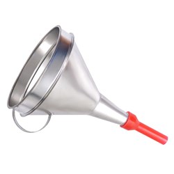 Metal funnel with plastic tip, bowl 165 mm, straight