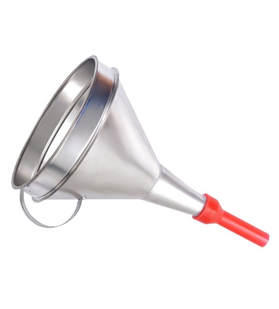 Metal funnel with plastic tip, bowl 165 mm, straight