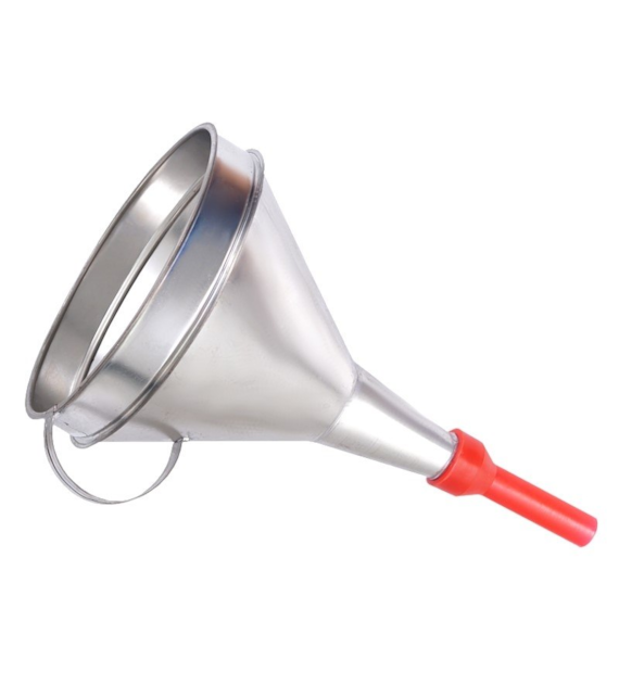 Metal funnel with plastic tip, bowl 165 mm, straight