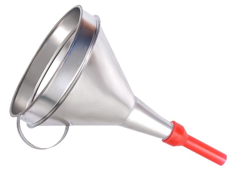 Metal funnel with plastic tip, bowl 165 mm, straight