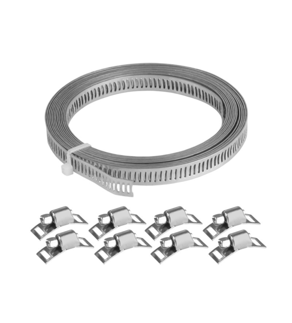 Zestaw do robienia opasek zaciskowych: taśma 8 mm x 3 m + 8 zacisków ślimakowych