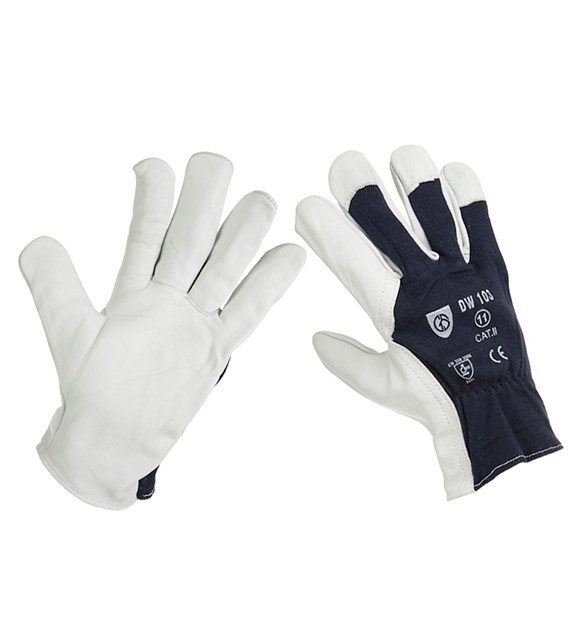 Work gloves, goatskin, 7, navy blue