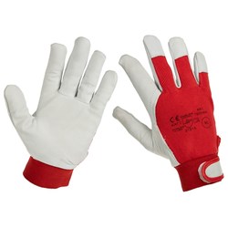 Work gloves goatskin, hook-and-loop strips, 8, red