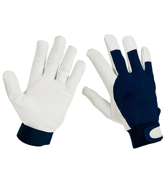 Gants de travail cuir de chèvre, bandes auto-agrippantes, T8, rouge