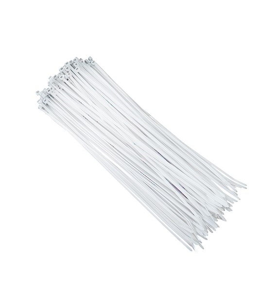 Opaski kablowe nylonowe 300x3,6 mm, białe, 100 szt.