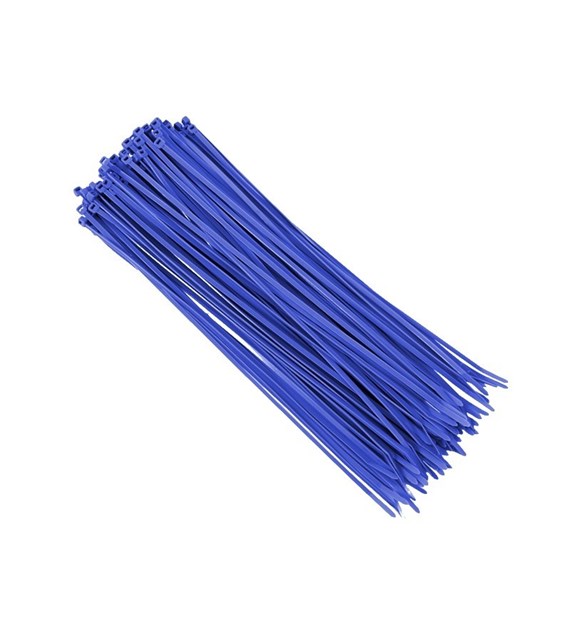 Opaski kablowe nylonowe 300x3,6 mm, niebieskie, 100 szt.