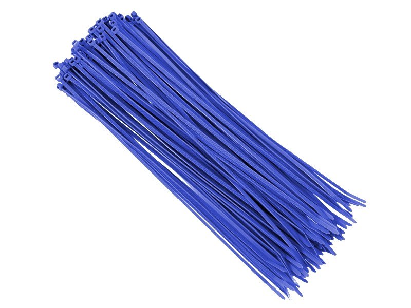 Opaski kablowe nylonowe 300x3,6 mm, niebieskie, 100 szt.