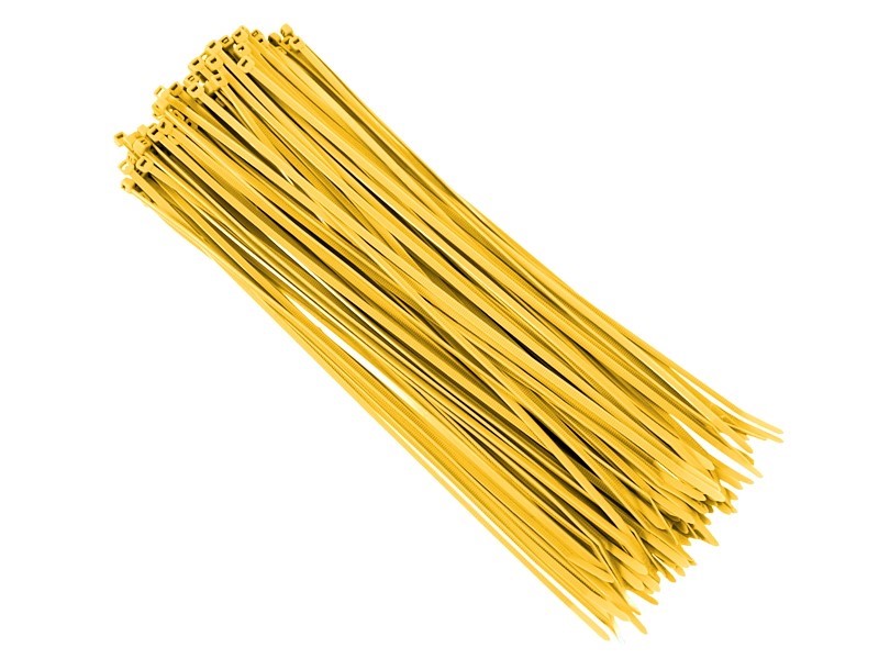 Nylon cable ties 300x3.6 mm, yellow, 100 pcs