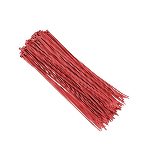 Nylon cable ties 300x3.6 mm, red, 100 pcs 