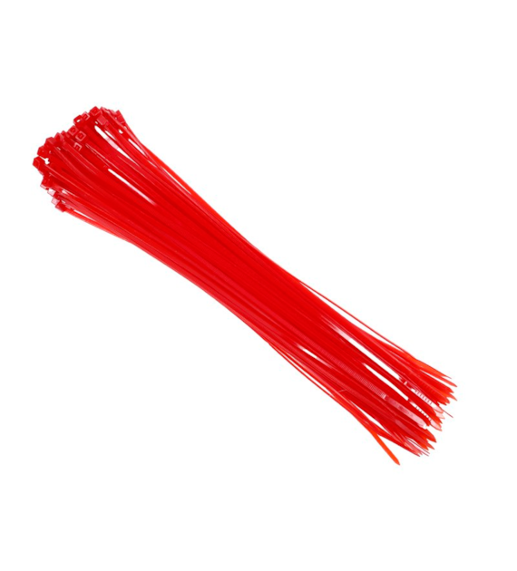 Opaski kablowe nylonowe 300x3,6 mm, czerwone, 100 szt.