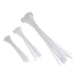 Opaski kablowe nylonowe 100x2,5 mm, 120x2,5 mm, 200x5 mm, białe, 75 szt.