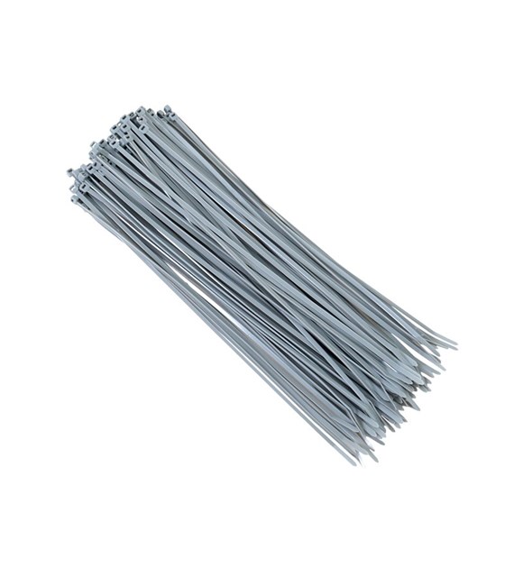 Attache-câbles  en nylon 300x3,6 mm, argent, 100 pcs 