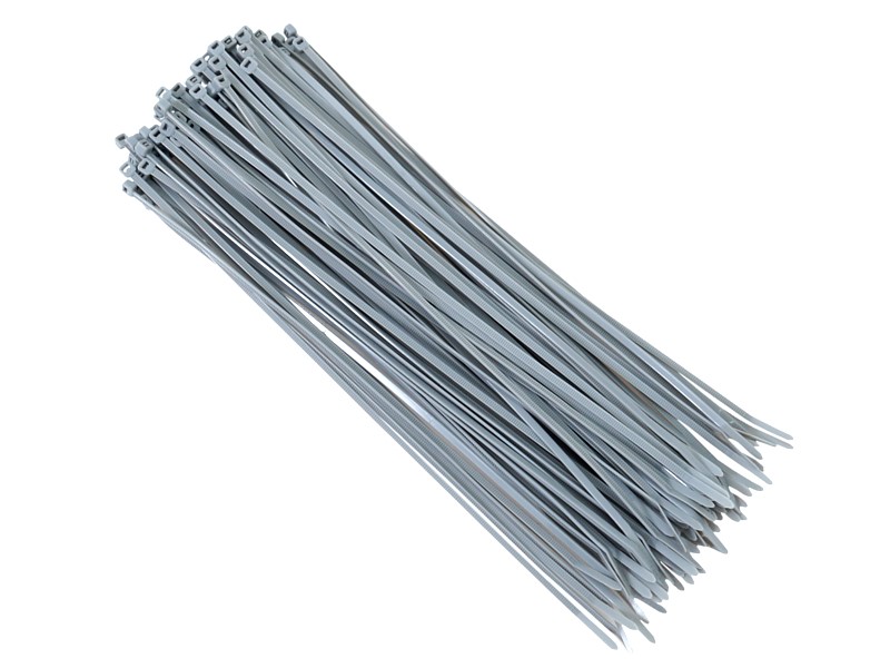 Nylon cable ties 300x3.6 mm, silver, 100 pcs