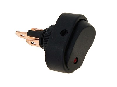Rocker switch DC with red LED, max 30A