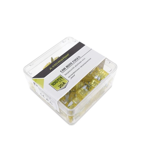 Bezpieczniki płytkowe mini 20A, 100 szt.