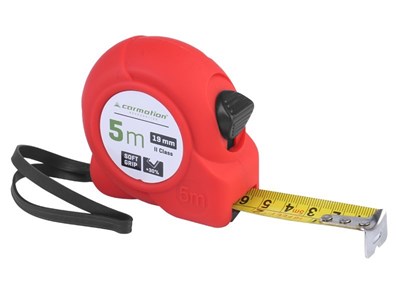 Measure tape 19 mm 5M with slide lock, soft grip shell