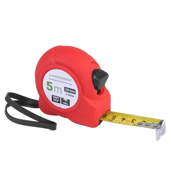 Measure tape 19 mm 5M with slide lock, soft grip shell