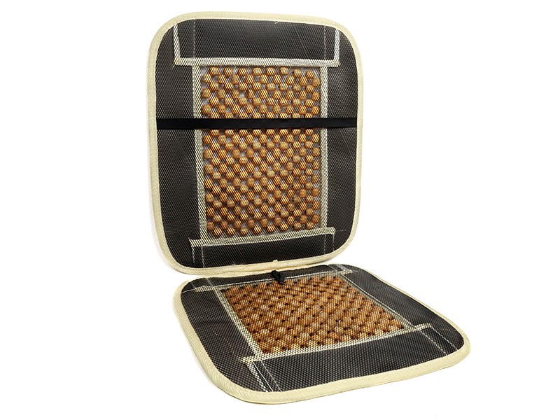 Bead mat trimmed with velor, beige