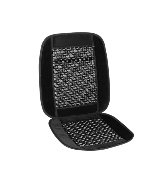 Bead mat trimmed with velor, black