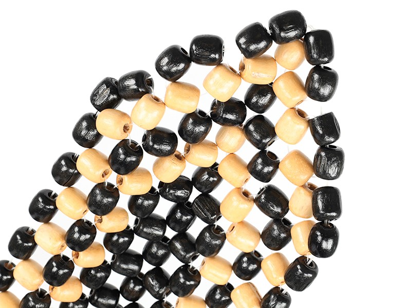 Bead mat, wooden, black and white