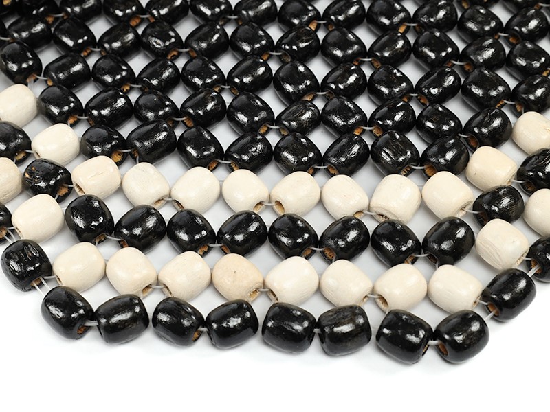 Bead mat, wooden, black and white