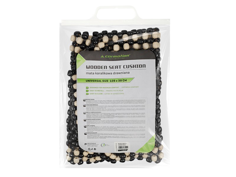 Bead mat, wooden, black and white