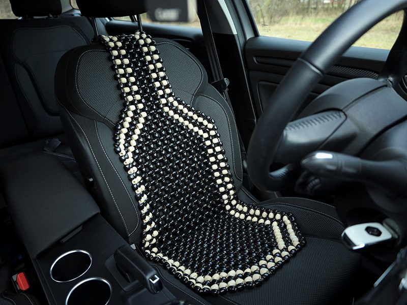 Bead mat, wooden, black and white