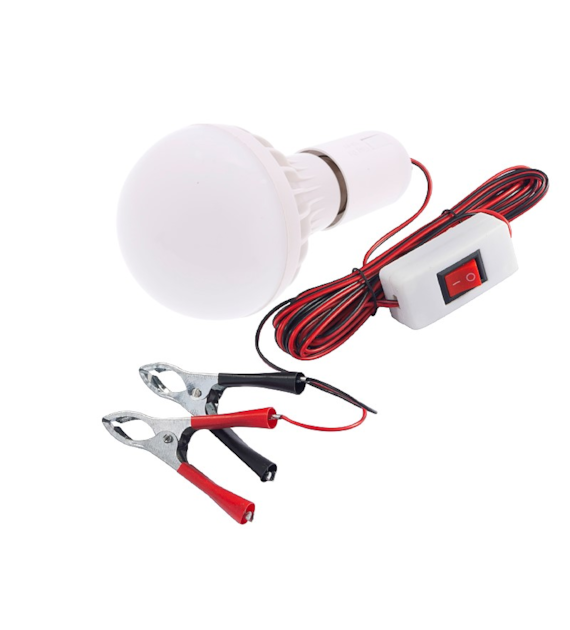Lampa LED 12V z zaciskami - krokodylkami