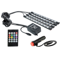 Listwy 9 LED 12V do oświetlenia wnętrza samochodu, 4 szt.