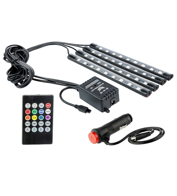 Car interior LED stripes, 9 LEDS, 12V, 4 pcs