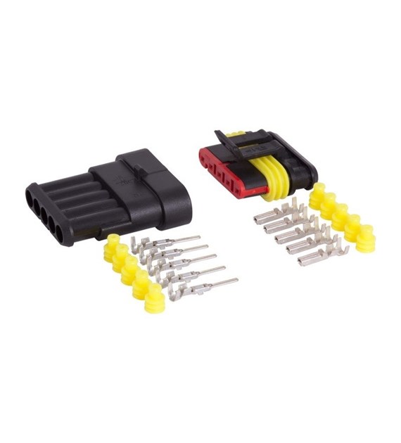 Fünffach hermetischer Steckverbinder, Stecker + Buchse