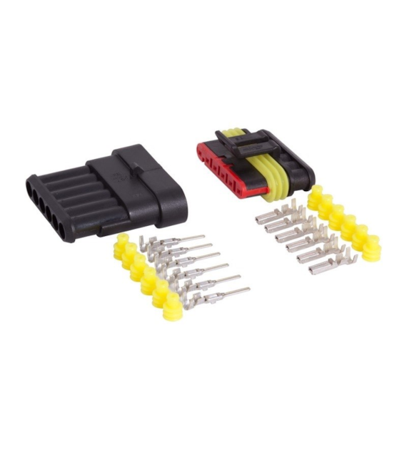 Hermetischer Sechsfachstecker, Stecker + Buchse