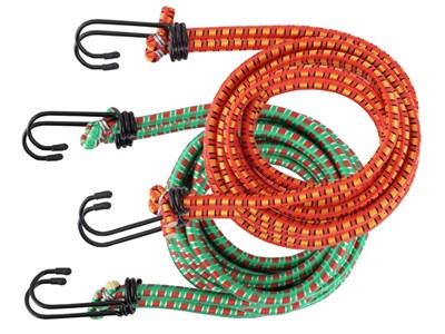 Flexible ropes 8 mm x 180cm with hooks,  4 pcs 