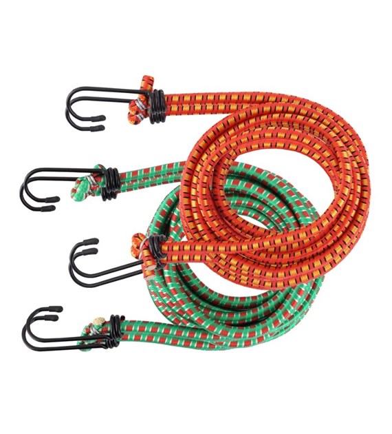 Flexible ropes 8 mm x 180cm with hooks,  4 pcs 
