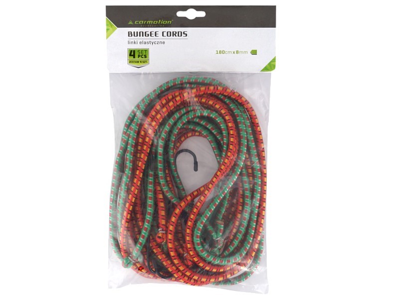 Flexible ropes 8 mm x 180cm with hooks,  4 pcs