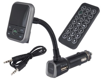 FM LCD transmitter, SD slot, AUX, USB 2.1A, with Bluetooth hands-free function