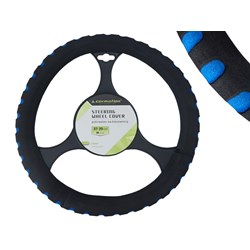 Steering wheel cover 37-39 cm  M  foam, black / blue