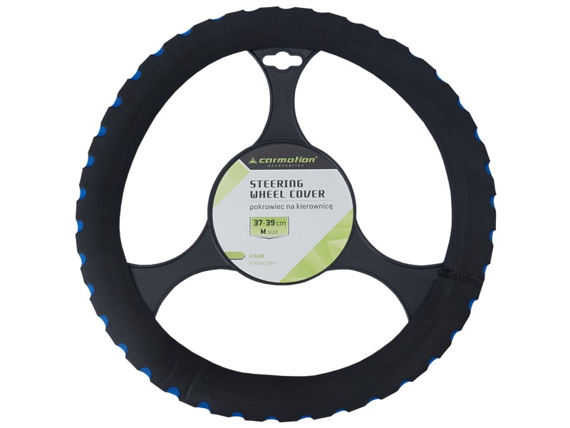 Steering wheel cover 37-39 cm "M" foam, black / blue