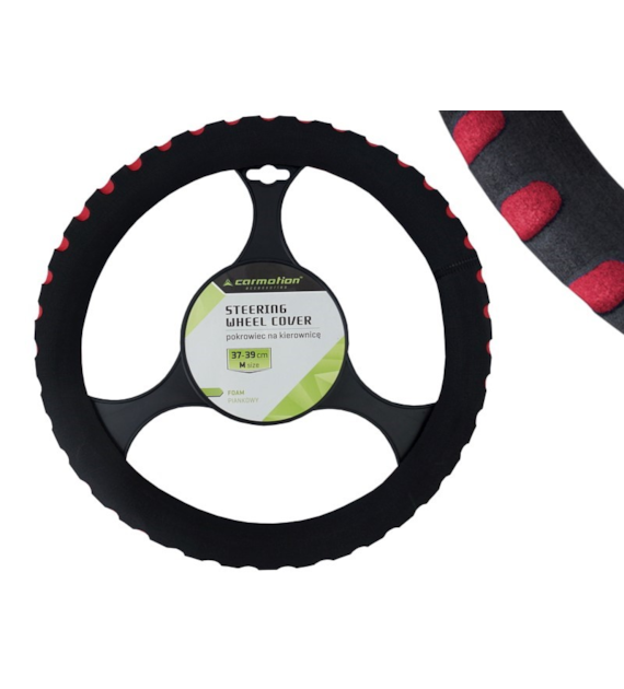 Steering wheel cover 37-39 cm  M  foam, black / red