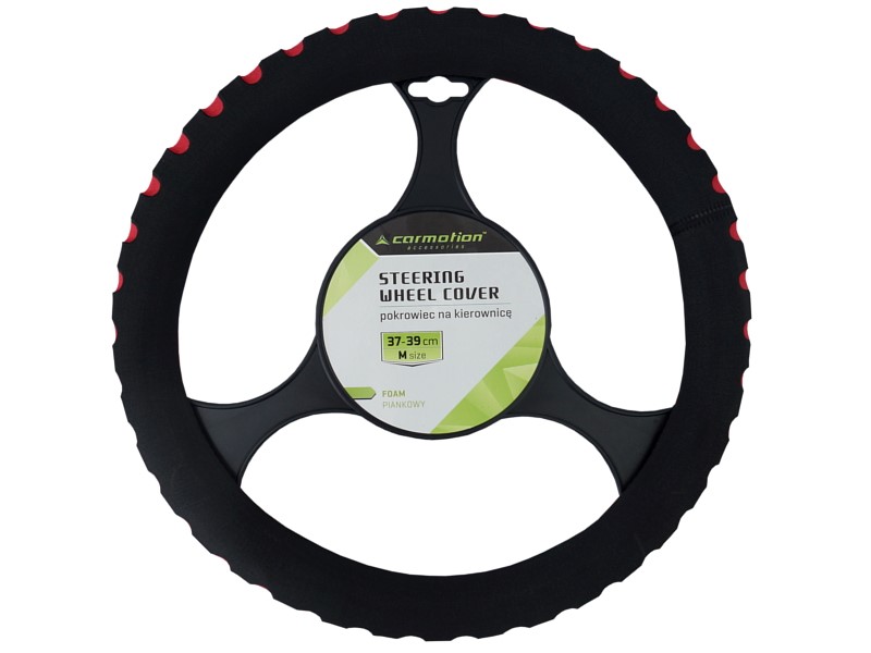 Steering wheel cover 37-39 cm "M" foam, black / red