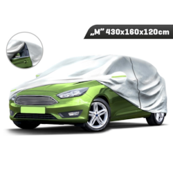 Pokrowiec na samochód  M  430x160x120 cm, 3-warstwy, odblaski, suwak przy drzwiach