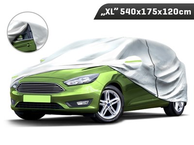 Pokrowiec na samochód  XL  540x175x120 cm, 3-warstwy, odblaski, suwak przy drzwiach