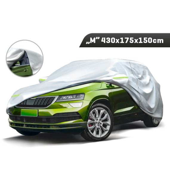 SUV-Abdeckung  M  430x175x150 cm, 3-lagig, Reflektoren, Reißverschluss an der Tür
