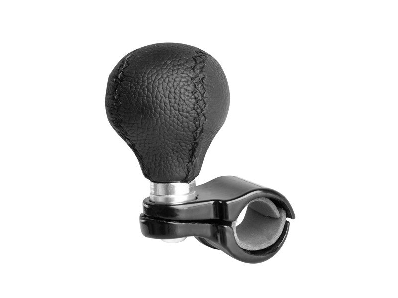 Leather steering wheel knob, black