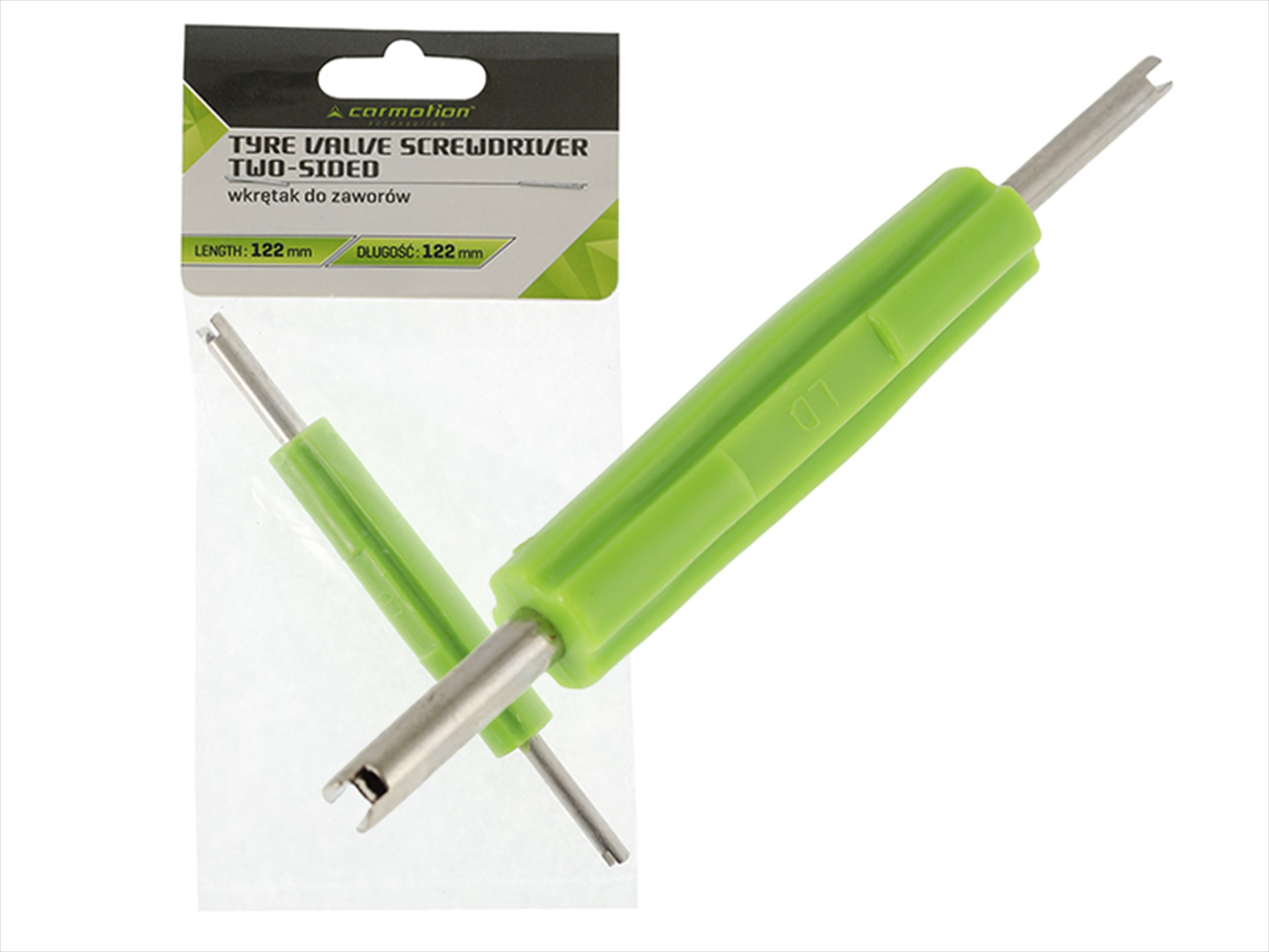 Valve core remover tool, double-sided,  flat + crosshead