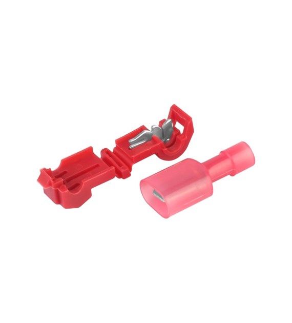 Szybkozłączki rozgałęźne typ-T, czerwone, 0.5-1.5 mm kw, 22-18 AWG, 15A max, 5 szt.