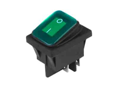 Interrupteur à bascule DC 12V / 24V, AC 125V-250V, vert