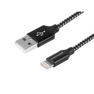 Charging & synchronisation cable, 300 cm, braided microfiber, USB> Lightning