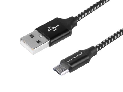 Charging & synchronisation cable, 300 cm, braided microfiber, USB> micro USB
